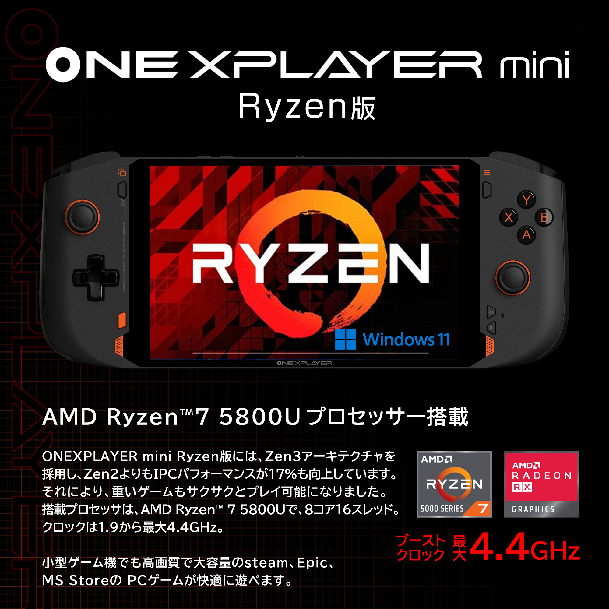 在庫一掃セール！ケース付き】ONEXPLAYER mini Ryzen版 （Ryzen7 5800U